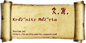 Kránitz Márta névjegykártya